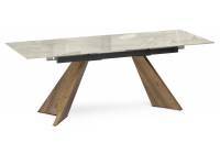 Керамический стол Woodville by Лайфмебель Ливи 140(200)х80х78 dyna fantasico grey / орех кантри