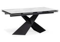 Стол стеклянный Woodville Хасселвуд 160(220)х90х77 белый мрамор / черный