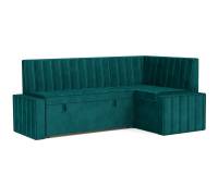 Кухонный угловой диван Вермут (Бархат сине-зеленый STAR VELVET 43 BLACK GREEN) 191х83х121 см