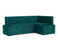 Кухонный угловой диван Вермут (Бархат сине-зеленый STAR VELVET 43 BLACK GREEN) 211х83х141 см