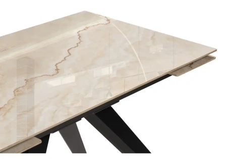 Керамический стол Woodville by Лайфмебель Морсби 140(200)х80х80 butterfly onyx beige / черный