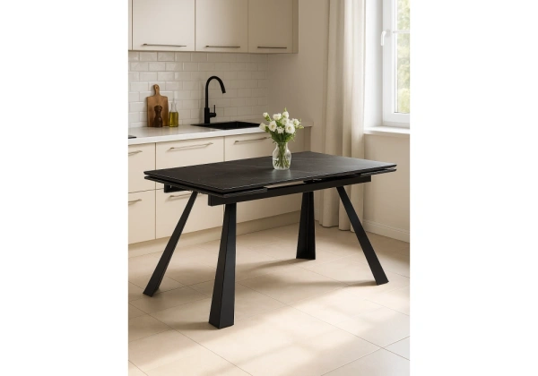 Керамический стол Woodville Маунт 140x80 черный мрамор / черный