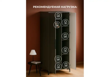 Шкаф Woodville Иадама двухстворчатый графит / графит софт