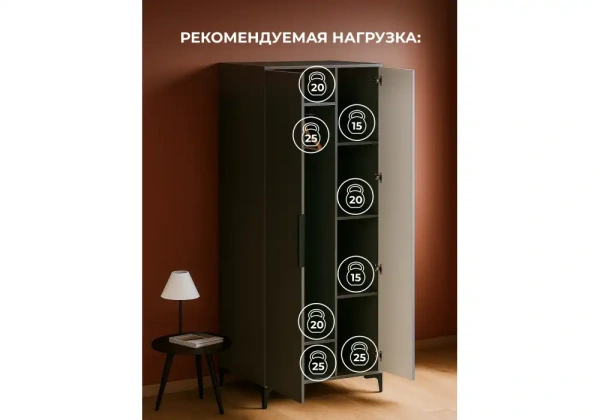 Шкаф Woodville Иадама двухстворчатый графит / графит софт