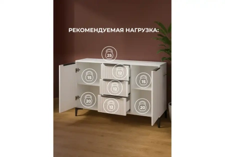 Комод Woodville Иадама белый / белый глянец