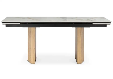 Керамический стол Woodville Монерон 180(240)x90 calacatta gold / дуб монтана