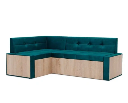 Таллин Левый угол (Бархат сине-зеленый STAR VELVET 43 BLACK GREEN) 210х83х140 см