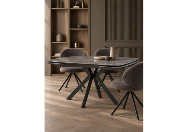 Керамический стол Woodville Катчел-2 120(180)x80 серый активный / черный