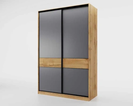 Шкаф-купе SLIM,125*60, Дуб вотан, Темно-серый