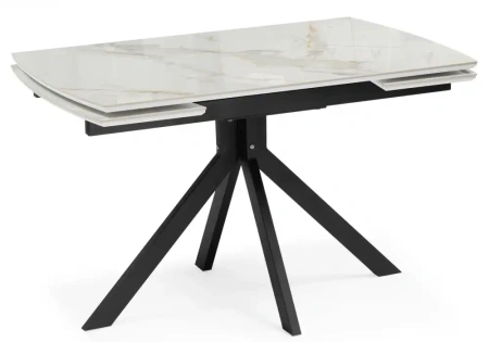 Керамический стол Woodville Катчел 120(180)x80 calacatta gold / черный