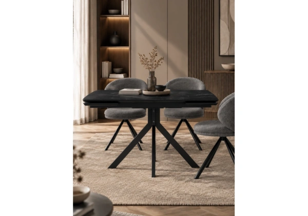 Керамический стол Woodville Катчел 120(180)x80 черный мрамор / черный