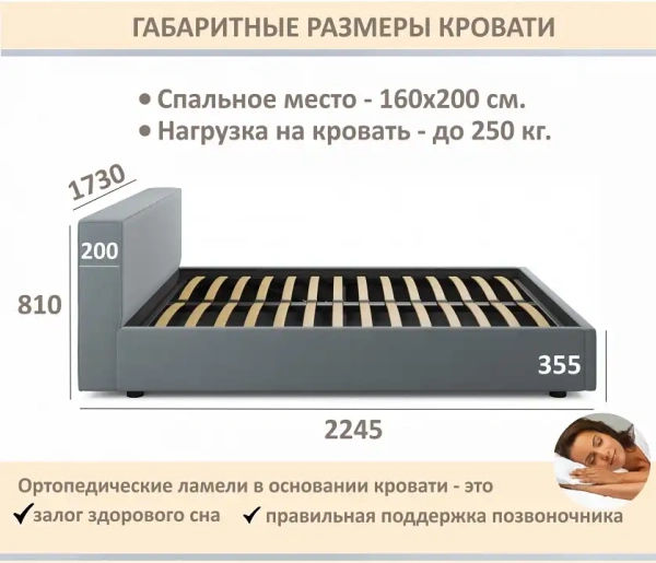 Кровать двуспальная Skandi 1600