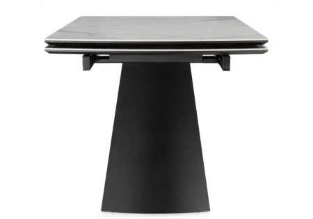Керамический стол Woodville Симмонс 180(260)x90 statuario titan gloss / черный / орех дуб монтана