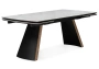 Керамический стол Woodville Симмонс 180(260)x90 statuario titan gloss / черный / орех дуб монтана