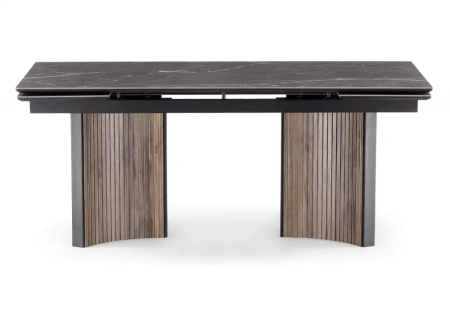 Керамический стол Woodville by Лайфмебель Саливан 180x90 nero marquina / дуб бомонд лофт