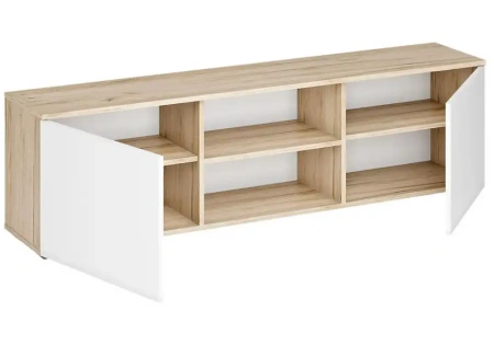 ТВ-тумба Woodville Алетра ТБ01-1600 дуб крафт серый / глянец белый