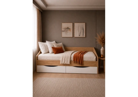 Кровать Woodville Эриол 90x200 крафт золотой / белый