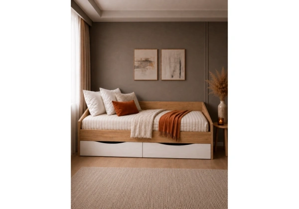 Кровать Woodville Эриол 90x200 крафт золотой / белый