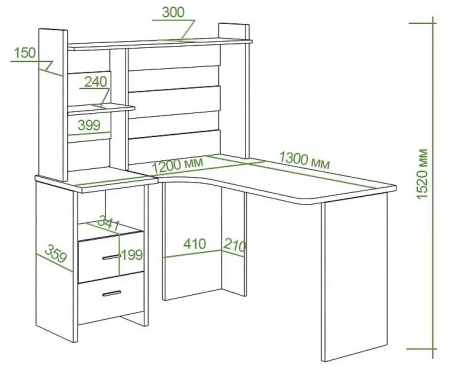 Стол компьютерный Домино Lite СКЛ-Угл130+НКЛ-120