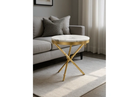Журнальный стол Woodville Monika 50х55 marble / gold