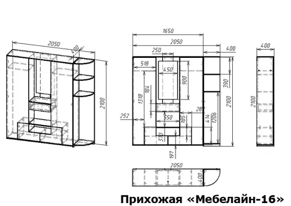Стенка для прихожей Мебелайн-16