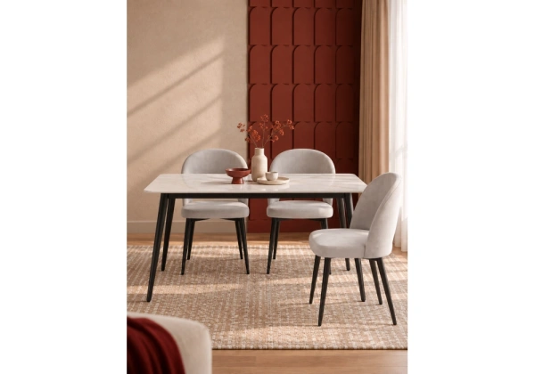 Керамический стол Woodville Rion 120 белый мрамор / черный