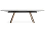 Керамический стол Woodville Симмонс 180(260)x90 statuario titan gloss / черный / орех дуб монтана