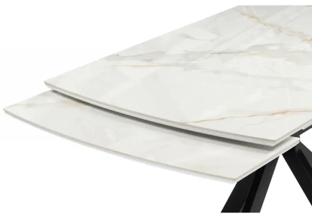 Керамический стол Woodville Катчел 120(180)x80 calacatta gold / черный