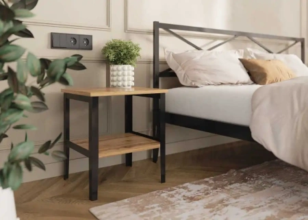 Прикроватная тумба НОНА, ММД 211, черный/дуб вотан