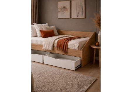 Кровать Woodville Эриол 90x200 крафт золотой / белый