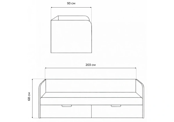 Кровать Woodville Стокгольм КРД03-90 90х200 дуб сонома / line софт пломбир