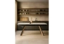 Керамический стол Woodville Симмонс 180(260)x90 statuario titan gloss / черный / орех дуб монтана