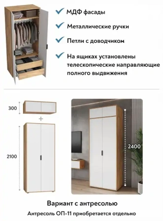 Шкаф платяной Оптима ОП-14