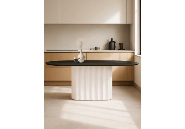 Стол деревянный Notta by Лайфмебель Барон О 200 х 90 черная пленка шагрень / белые ноги