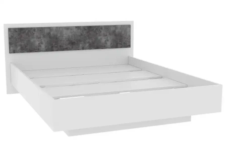 Кровать Woodville Лунара 160x200 белый / бетон темный
