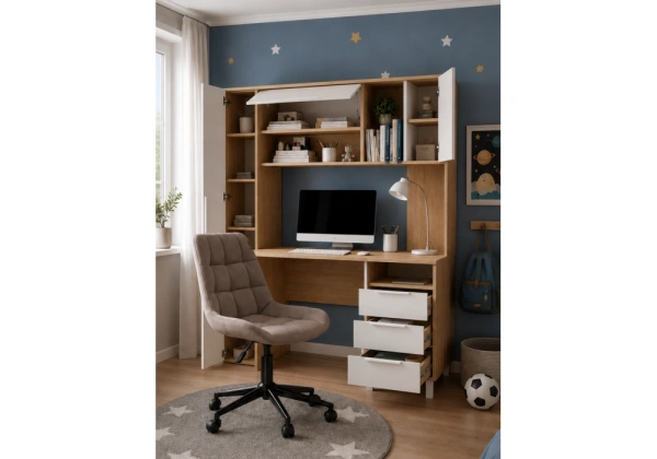 Компьютерный стол Woodville Комфорт 12.95 N дуб сонома / белый PE шагрень