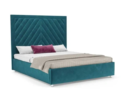 Кровать Мишель 160 см (Бархат сине-зеленый STAR VELVET 43 BLACK GREEN)