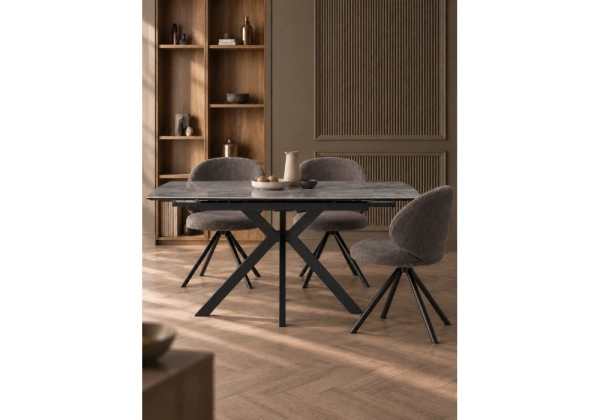 Керамический стол Woodville Катчел-2 120(180)x80 серый активный / черный