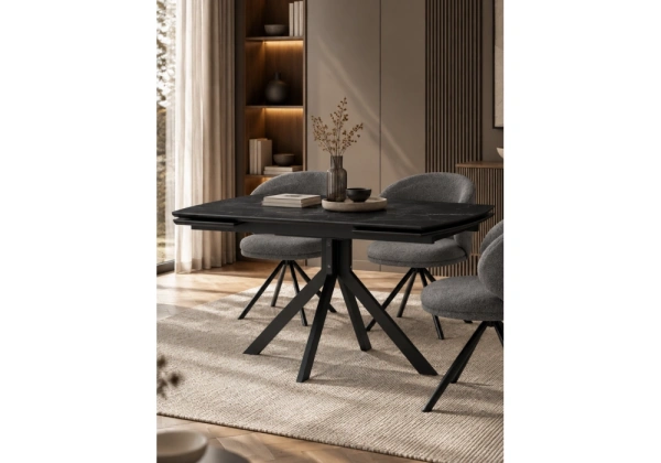 Керамический стол Woodville Катчел 120(180)x80 черный мрамор / черный