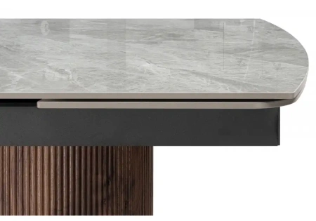 Керамический стол Woodville Lagos 160(240)x90 серый / орех