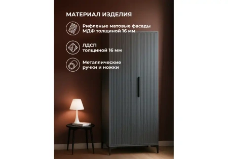Шкаф Woodville Иадама двухстворчатый графит / графит софт