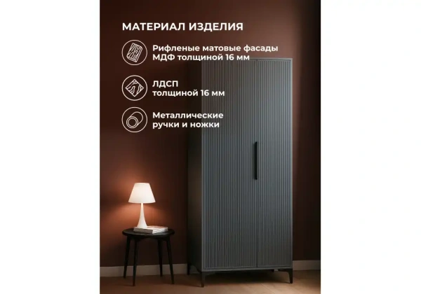 Шкаф Woodville Иадама двухстворчатый графит / графит софт