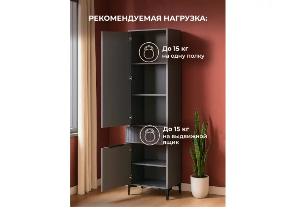 Шкаф Woodville МС Иадама графит / графит софт