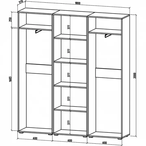 Шкаф платяной Тунис-9