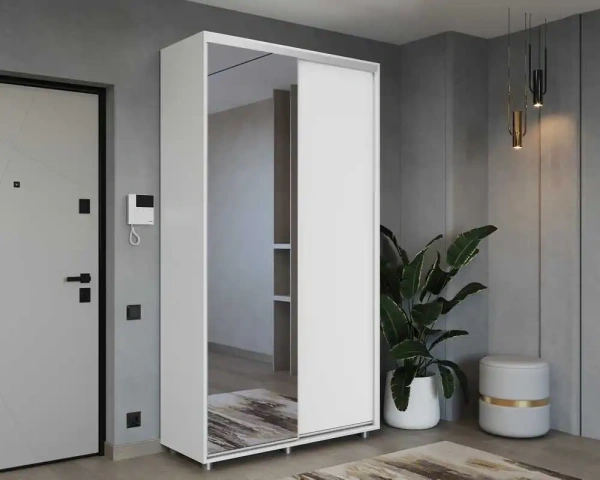 Шкаф-купе PRIME, 160х60х230 Белый с зеркалом