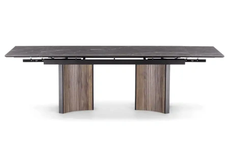 Керамический стол Woodville by Лайфмебель Саливан 180x90 nero marquina / дуб бомонд лофт