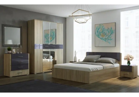 Кровать Woodville Теплиса 160x200 сонома / графит