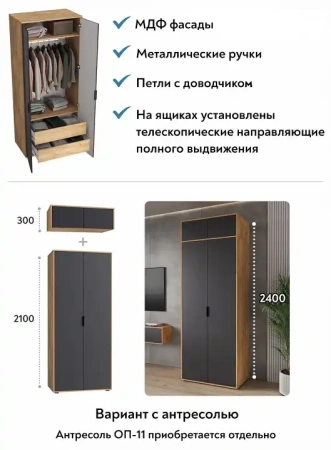 Шкаф платяной Оптима ОП-14
