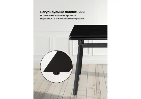 Керамический стол Notta Норман 140(200)х80 черный мрамор shakespeare black / черный