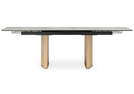 Керамический стол Woodville Монерон 180(240)x90 calacatta gold / дуб монтана